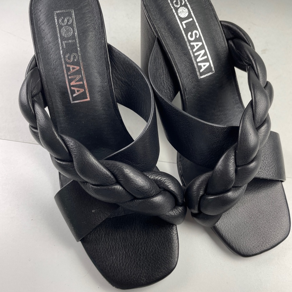 Sol Sana black leather cross strap sandals 37